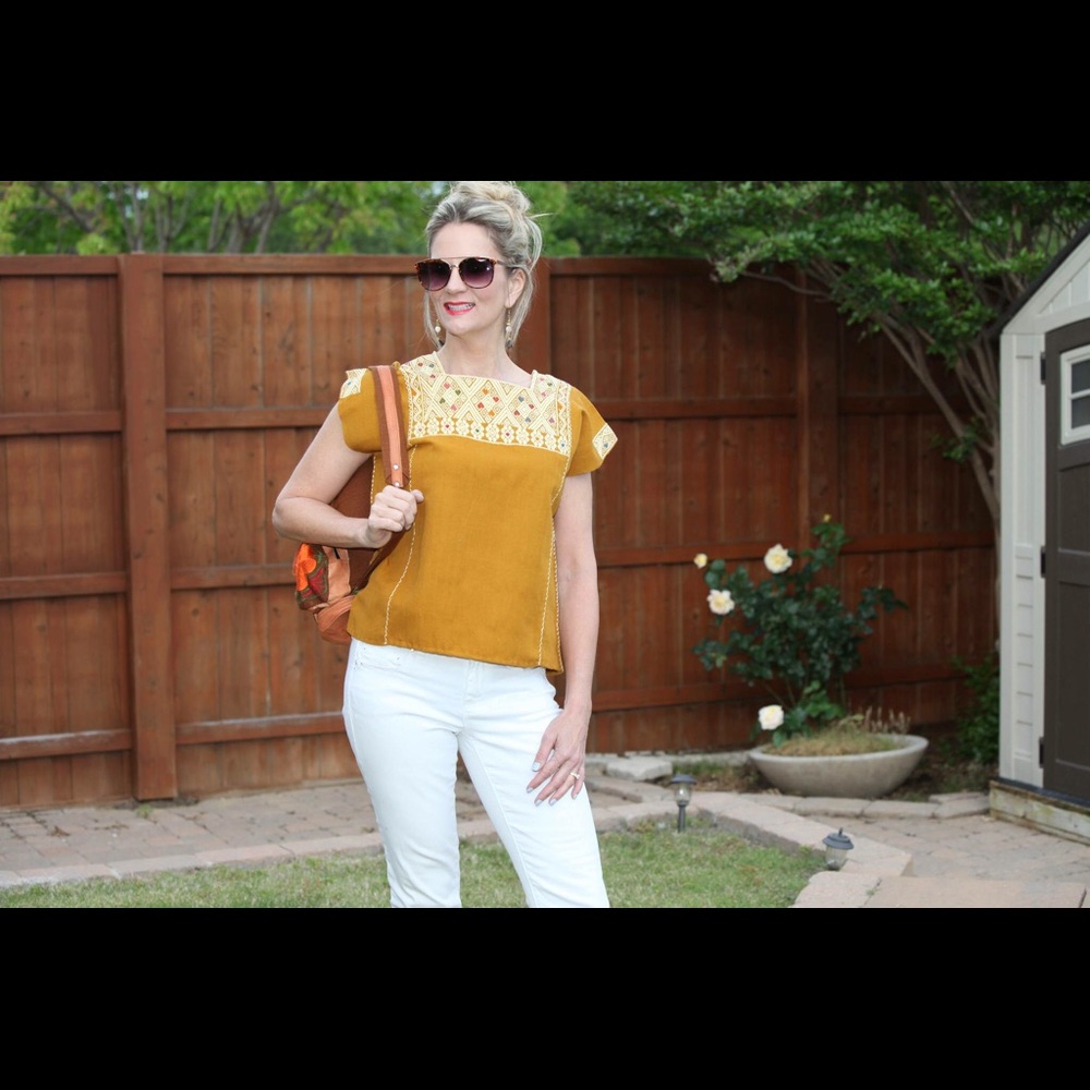 Multi-Colored Solid Shirt With Neckline Embrodiery - image 1